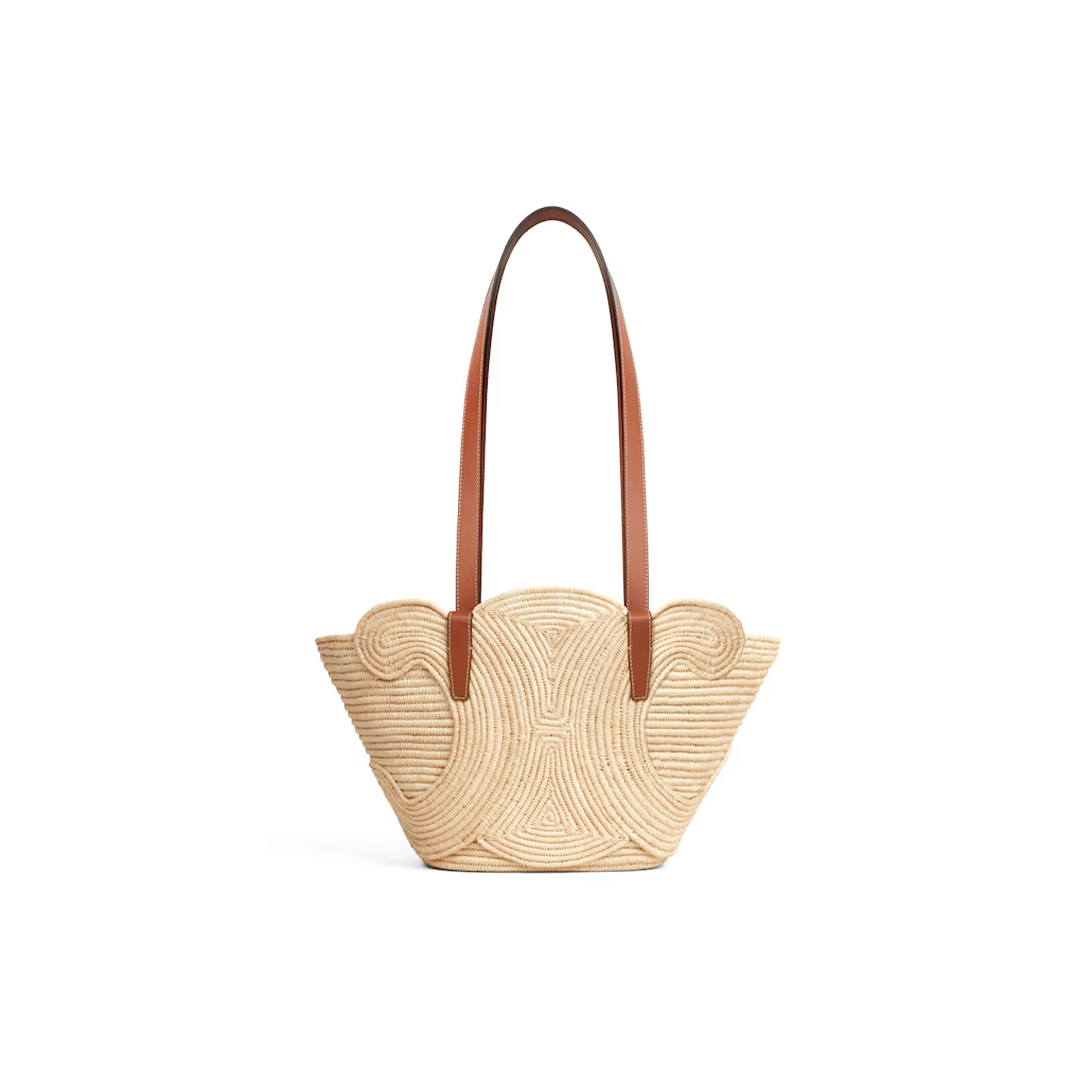 CELINE CLASSIC PANIER SMALL BRAIDED TRIOMPHE IN RAFFIA AND CALFSKIN 117022FWB.04LU (42*21.5*12cm)